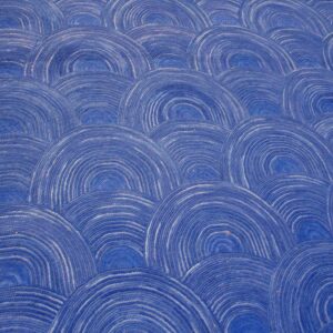 Contemporary American Hooked Rug — Blue Clouds-Geometric Pattern - detail view 2