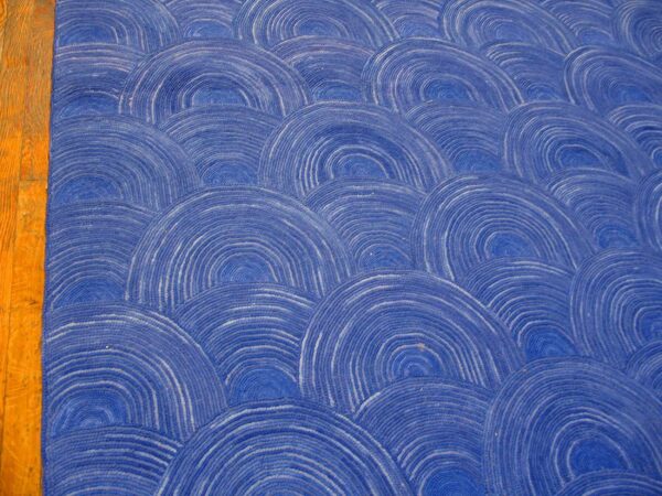 Contemporary american hooked rug — blue clouds-geometric pattern - detail view 2