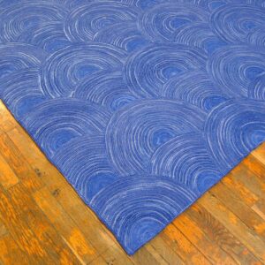 Contemporary American Hooked Rug — Blue Clouds-Geometric Pattern - detail view 3