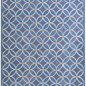Contemporary American Hooked Rug 6'Ã—9' â€” Blue Geometric Design