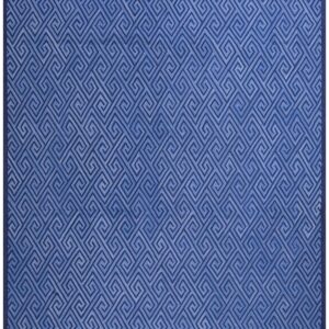 Contemporary American Hooked Rug 8'Ã—10' â€” Blue Geometric Pattern