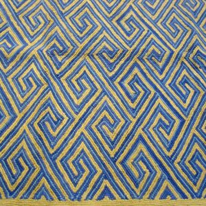 Contemporary American Hooked Rug — Blue Geometric Pattern - detail view 3