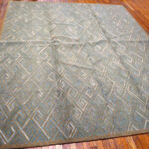 Contemporary American Hooked Rug — Blue Geometric Pattern - detail view 2
