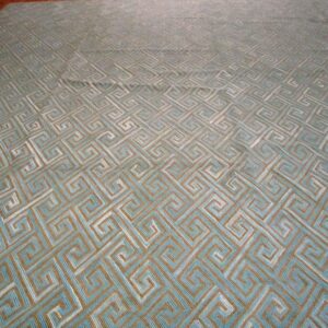 Contemporary American Hooked Rug — Blue Geometric Pattern - detail view 4