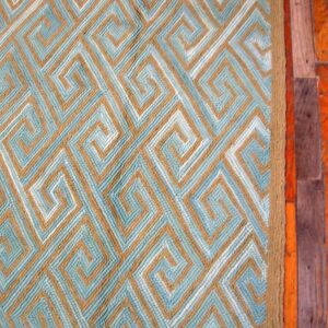 Contemporary American Hooked Rug — Blue Geometric Pattern - detail view 6