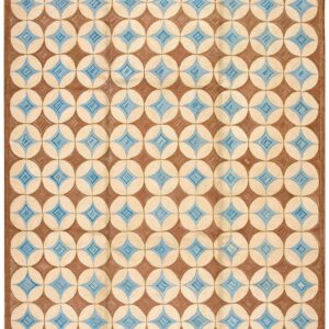 Contemporary American Hooked Rug — Brown Circles Pattern