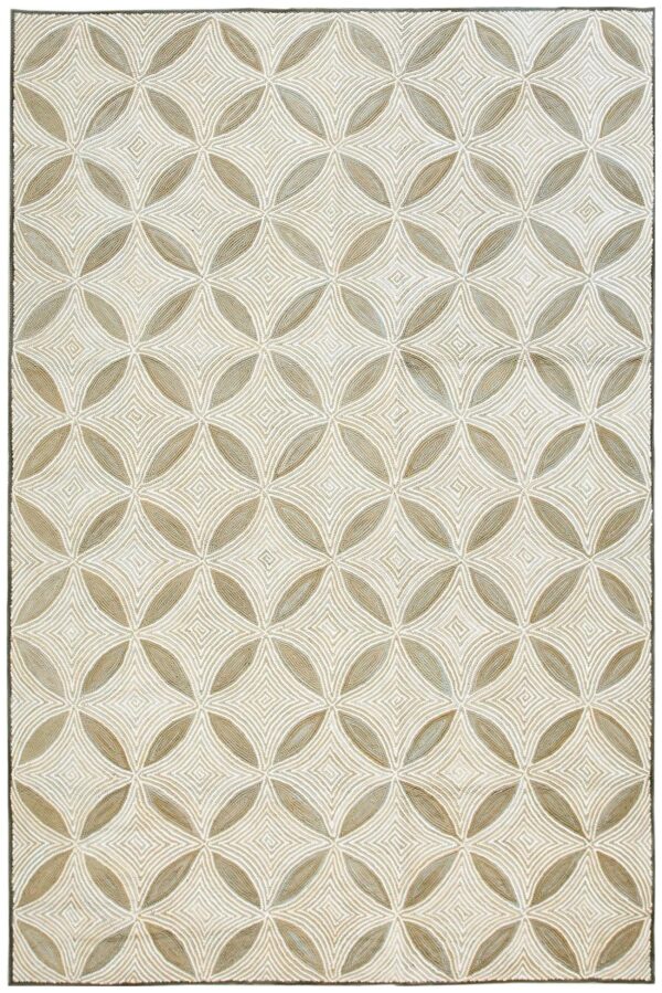 Contemporary american hooked rug — brown geometric pattern