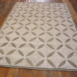 Contemporary American Hooked Rug — Brown Geometric Pattern - detail view 1