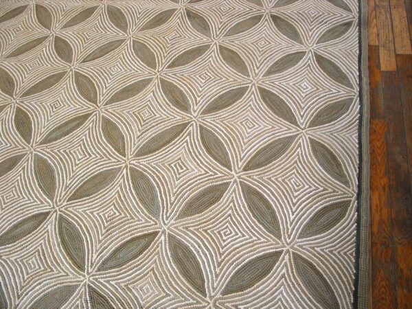 Contemporary american hooked rug — brown geometric pattern - detail view 3