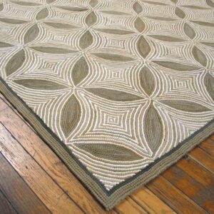 Contemporary American Hooked Rug — Brown Geometric Pattern - detail view 4