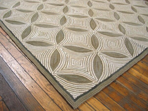 Contemporary american hooked rug — brown geometric pattern - detail view 4