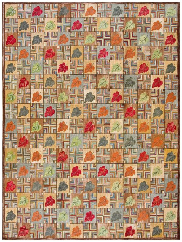 Contemporary american hooked rug 9'×12' (274×365 cm) — folk art style 1 Contemporary american hooked rug 9'×12' (274×365 cm) — folk art style