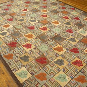 Contemporary American Hooked Rug 9'Ã—12' (274Ã—365 cm) â€” Folk Art Style - detail view 2