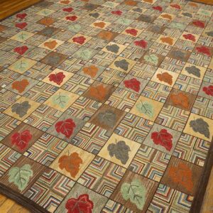 Contemporary American Hooked Rug 9'×12' (274×365 cm) — Folk Art Style - detail view 3