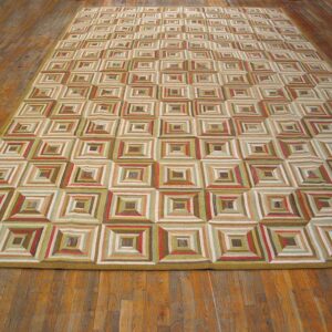 Contemporary American Hooked Rug — Colorful Geometric Pattern - detail view 1