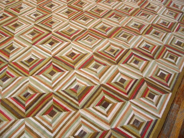 Contemporary american hooked rug — colorful geometric pattern - detail view 2