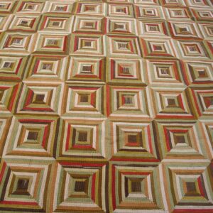 Contemporary American Hooked Rug — Colorful Geometric Pattern - detail view 3