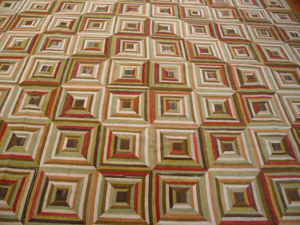 Contemporary american hooked rug — colorful geometric pattern - detail view 3