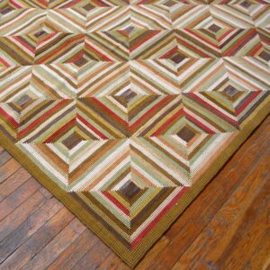 Contemporary American Hooked Rug — Colorful Geometric Pattern - detail view 4