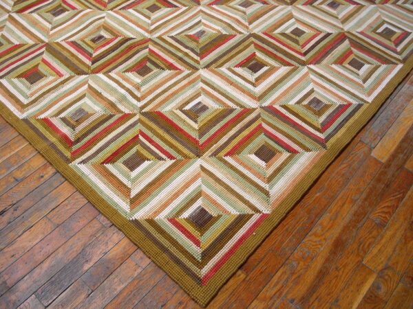 Contemporary american hooked rug — colorful geometric pattern - detail view 4