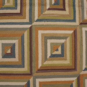 Contemporary American Hooked Rug — Colorful Geometric Pattern - detail view 1