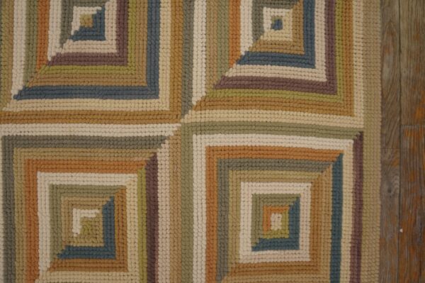 Contemporary american hooked rug — colorful geometric pattern - detail view 2