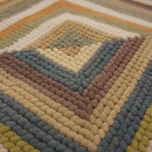 Contemporary American Hooked Rug — Colorful Geometric Pattern - detail view 3
