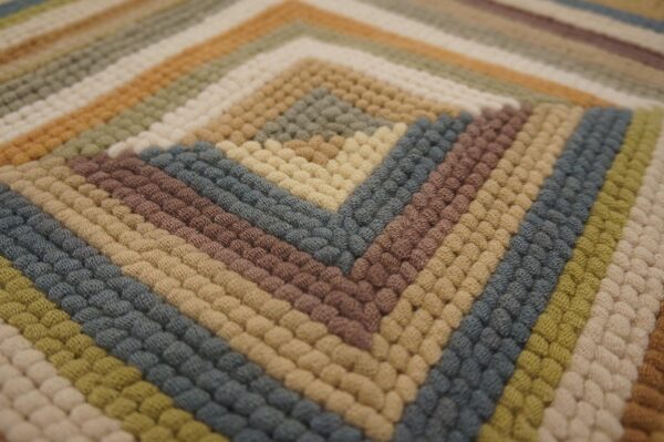 Contemporary american hooked rug — colorful geometric pattern - detail view 3