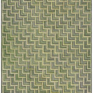 Contemporary American Hooked Rug â€” 3-Dimensional Stairs Pattern