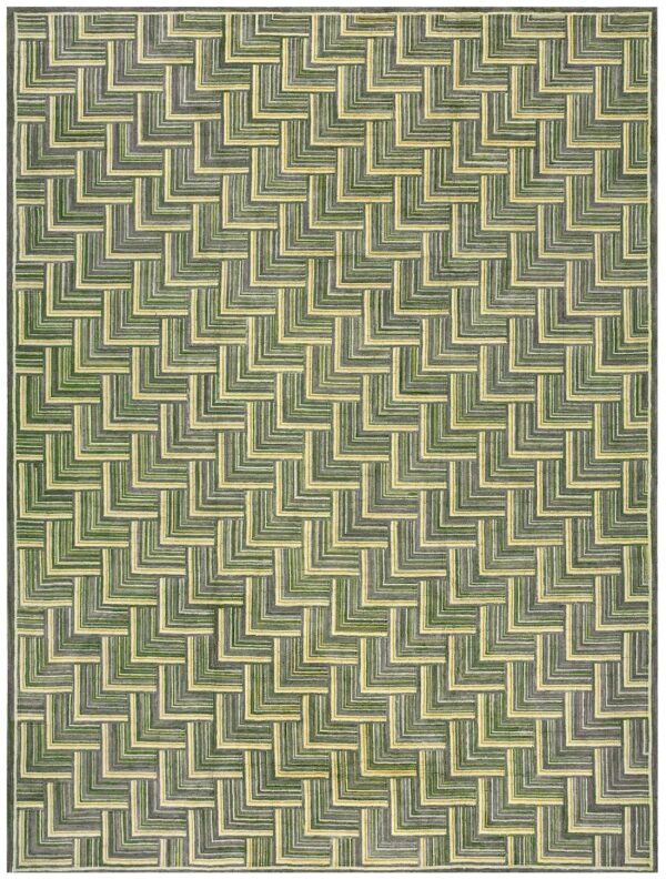Contemporary american hooked rug â€” 3-dimensional stairs pattern