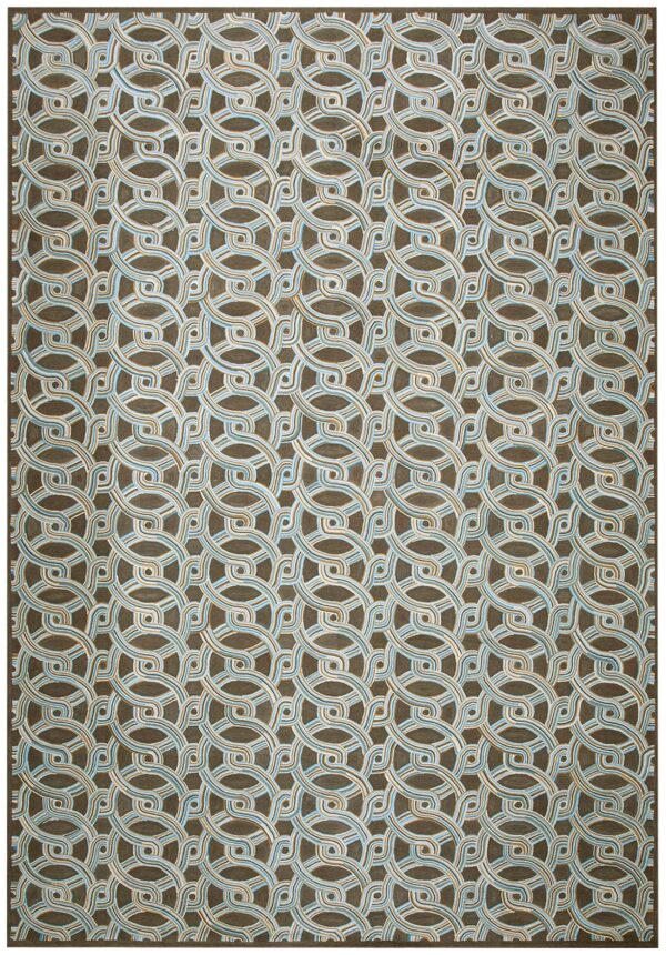 Contemporary american hooked rug — distinctive geometric design