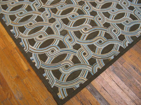 Contemporary american hooked rug — distinctive geometric design - detail view 6