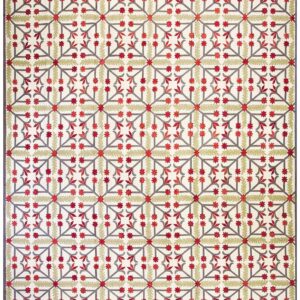 Contemporary American Hooked Rug — Folk Art Style, White Background