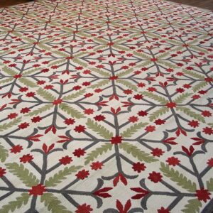 Contemporary American Hooked Rug — Folk Art Style, White Background - detail view 1