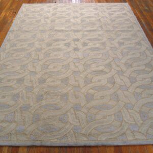 Contemporary American Hooked Rug — Gray Geometric Pattern - detail view 1