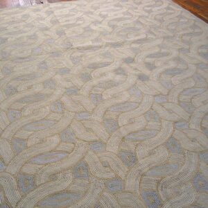 Contemporary American Hooked Rug — Gray Geometric Pattern - detail view 2
