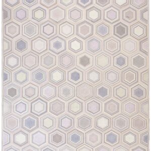 Contemporary American Hooked Rug 8'Ã—10' â€” Gray Hexagonal Pattern