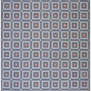 Contemporary American Hooked Rug 8'Ã—10' â€” Gray Square Pattern