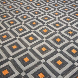 Contemporary American Hooked Rug 8'Ã—10' â€” Gray Square Pattern - detail view 2