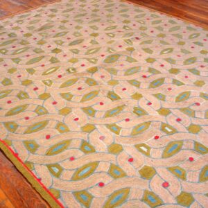 Contemporary American Hooked Rug — Green Modern Design - detail view 3