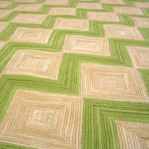 Contemporary American Hooked Rug — Green Zig Zag Pattern - detail view 2