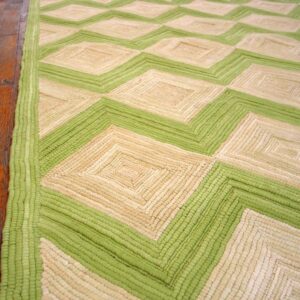 Contemporary American Hooked Rug — Green Zig Zag Pattern - detail view 3