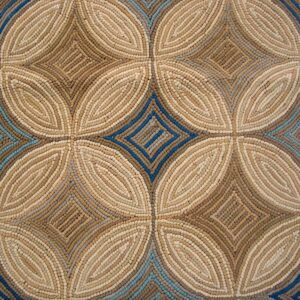 Contemporary American Hooked Rug — Ivory & Blue Geometric Pattern - detail view 4