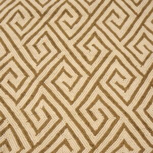 Contemporary American Hooked Rug — Ivory & Brown Geometric Pattern - detail view 1