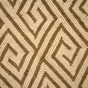 Contemporary American Hooked Rug — Ivory & Brown Geometric Pattern - detail view 2