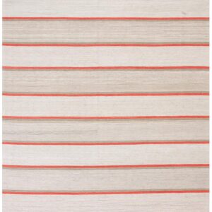 Contemporary American Hooked Rug 6'Ã—9' â€” Ivory & Orange Stripe
