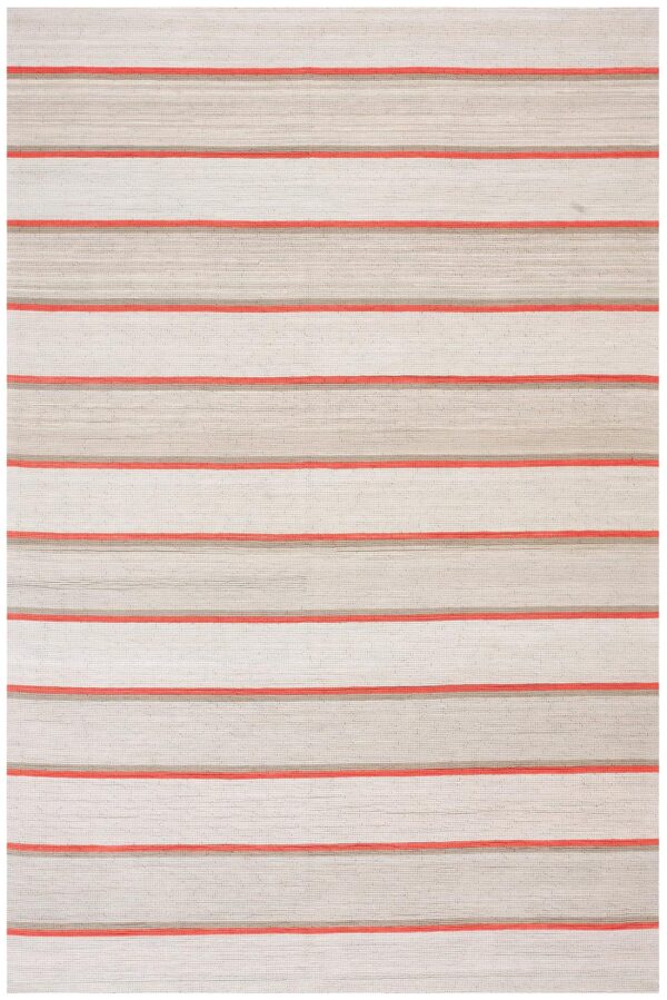 Contemporary american hooked rug 6'ã—9' â€” ivory & orange stripe