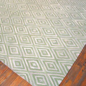 Contemporary American Hooked Rug — Light Color Diamond Rag Rug - detail view 3