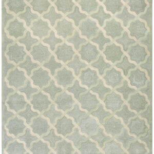 Contemporary American Hooked Rug — Light Gray Background, Modern Design