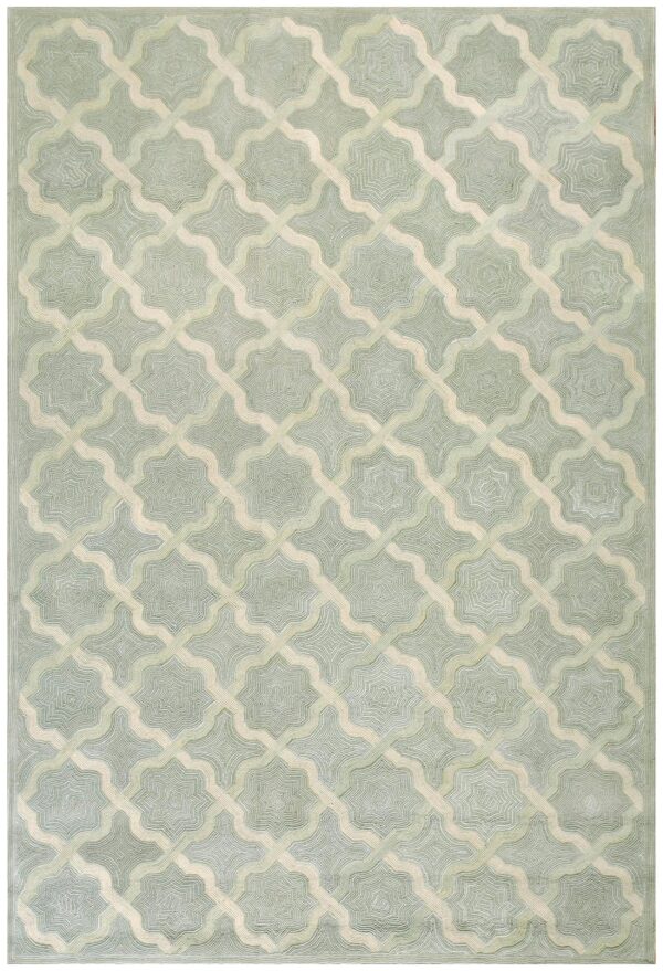 Contemporary american hooked rug — light gray background, modern design
